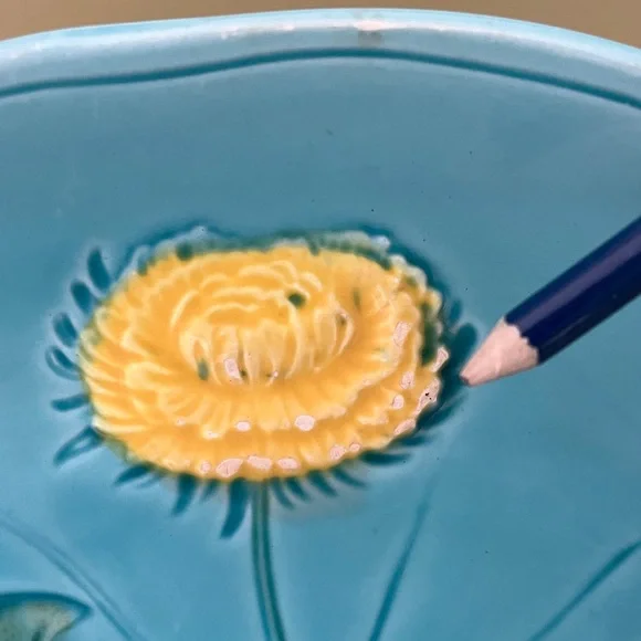 Vintage German Majolica plate dandelion - Picture 7 of 13